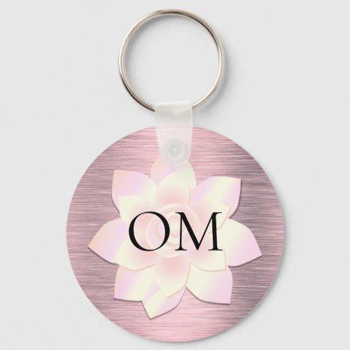 Pink Blush Elegant Lotus OM Keychain