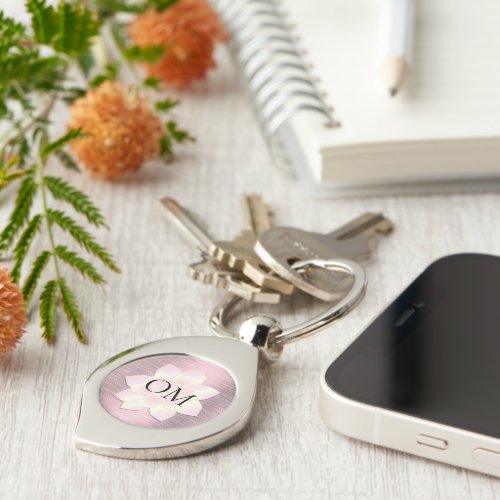 Pink Blush Elegant Lotus OM Keychain