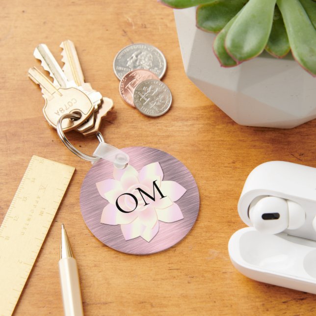 Pink Blush Elegant Lotus OM Keychain (Desk)