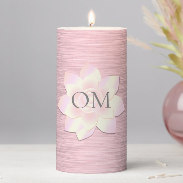 Pink Blush Elegant Lotus OM      Pillar Candle (In Situ)