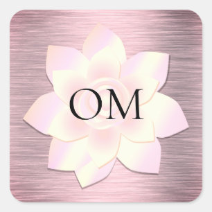 Pink Blush Elegant Lotus OM Square Sticker