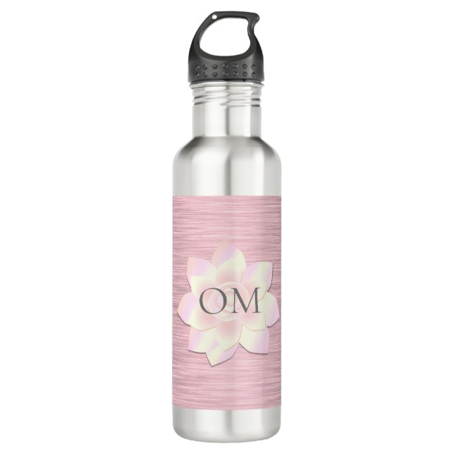 Pink Blush Elegant Lotus OM     Stainless Steel Water Bottle (Front)