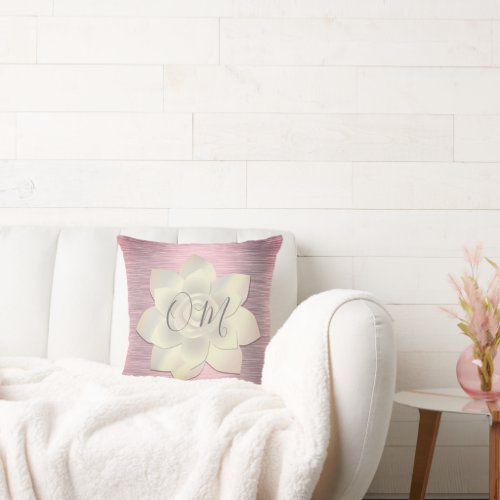 Pink Blush Elegant Lotus OM  Throw Pillow