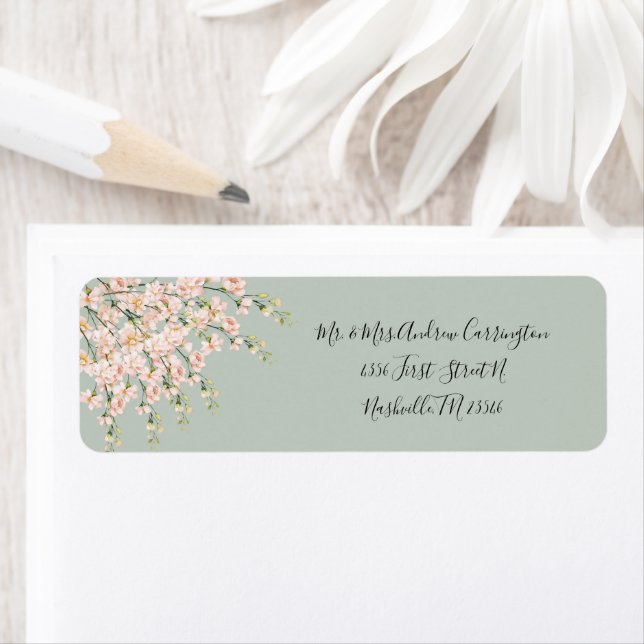 Pink Blush Elegant Wildflowers Floral Wedding Labe Label (Insitu)