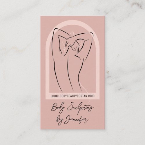 Pink Blush Elegant Woman Body Sculpting Contouring Business Card