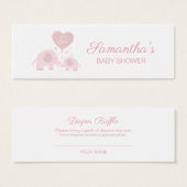 Pink Blush Elephant Girl Baby Shower Diaper Raffle (Front & Back)