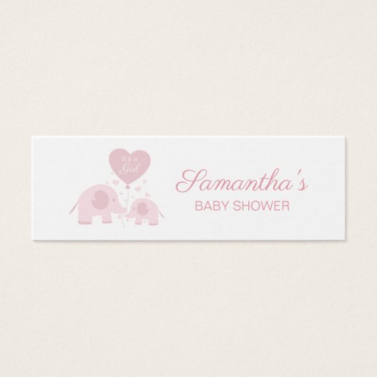 Pink Blush Elephant Girl Baby Shower Diaper Raffle (Front)