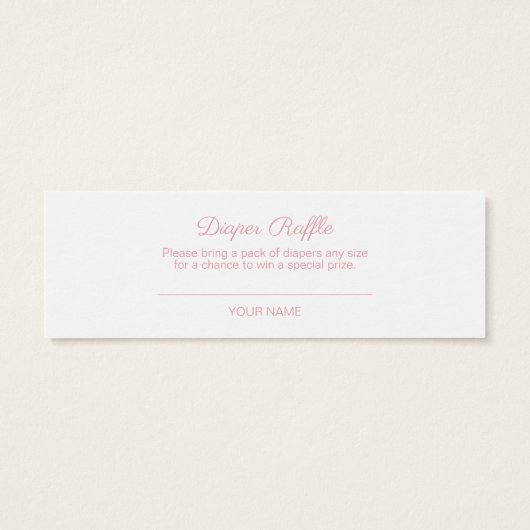 Pink Blush Elephant Girl Baby Shower Diaper Raffle (Back)