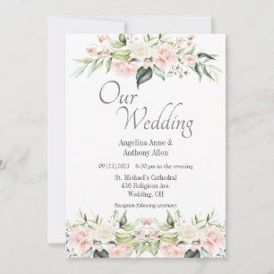 Pink Blush Eucalyptus Floral Wedding Invitation