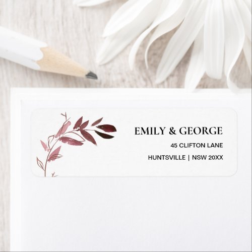 PINK BLUSH FAUNA WATERCOLOR LEAVES BRANCH ADDRESS LABEL