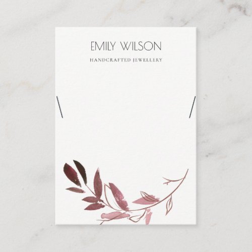 PINK BLUSH FAUNA WATERCOLOR NECKLACE DISPLAY LOGO BUSINESS CARD