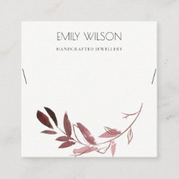 PINK BLUSH FAUNA WATERCOLOR NECKLACE DISPLAY LOGO SQUARE BUSINESS CARD