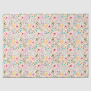 Pink Blush Faux Glitter Sparkle Floral Watercolor Tissue Paper