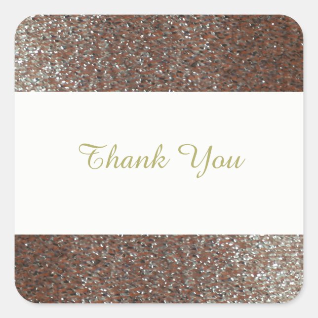 Pink Blush Faux Glitter Thank You Square Sticker (Front)