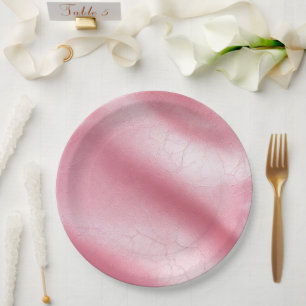 Pink Blush Faux Leather Bridal Shower Paper Plates