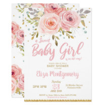 Pink Blush Floral Baby Shower Invitation Girl Pink Blush Floral Baby Shower Invitation Girl