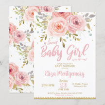 Pink Blush Floral Baby Shower Invitation Girl