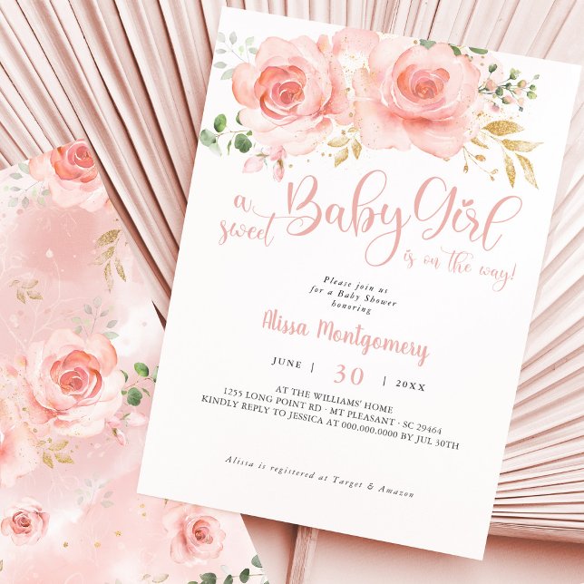 Pink Blush Floral Baby Shower Invitation Girl (Creator Uploaded)