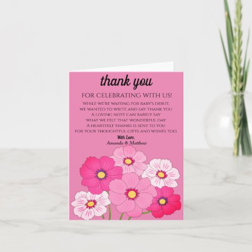 Pink Blush Floral Baby Shower Thank You Invitation