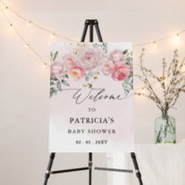 Pink Blush Floral Baby Shower Welcome Sign