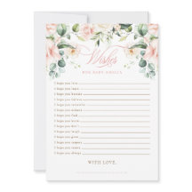 Pink Blush Floral Baby Shower Wishes for Baby