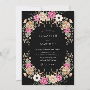 Pink Blush Floral Bloom Wedding Invitation