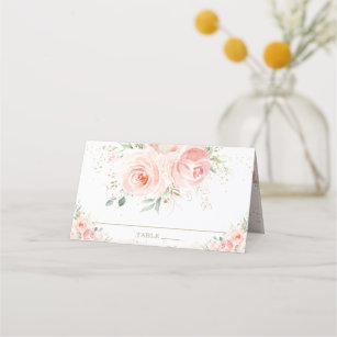 Pink Blush Floral Bridal Baby Shower Birthday Place Card