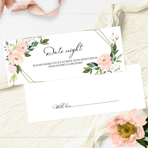 Pink Blush Floral Bridal Shower Date Night Cards