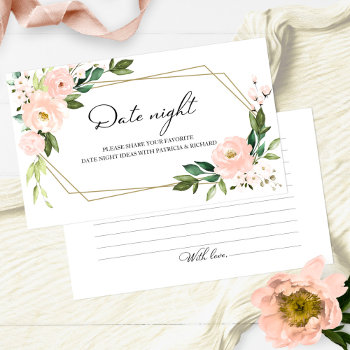 Pink Blush Floral Bridal Shower Date Night Cards by StampsbyMargherita at Zazzle