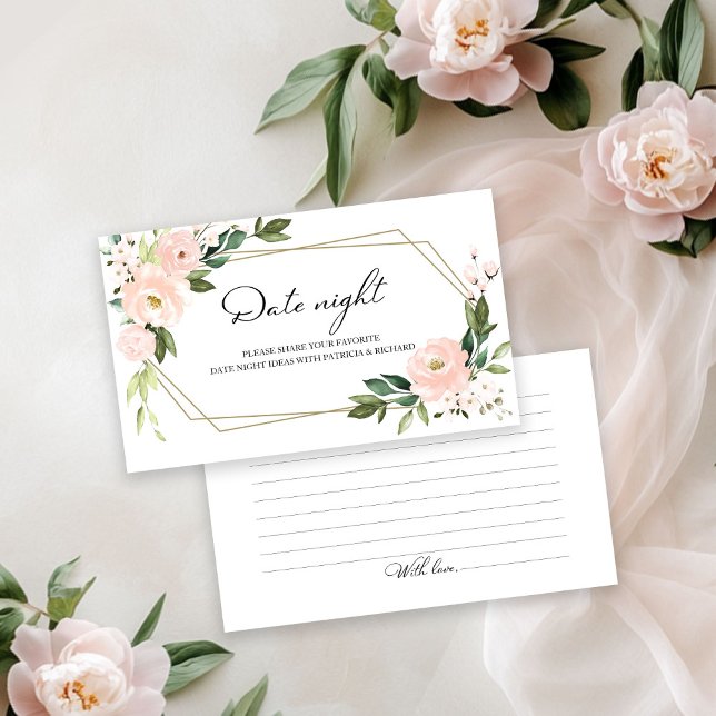 Pink Blush Floral Bridal Shower Date Night Cards (Creator Uploaded)