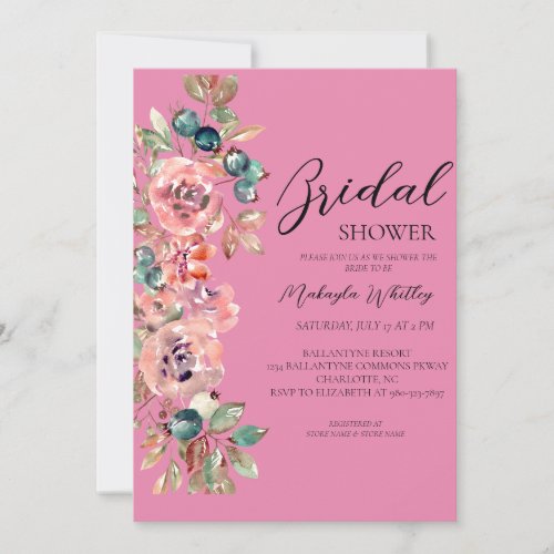 Pink Blush Floral Bridal Shower Invitation 