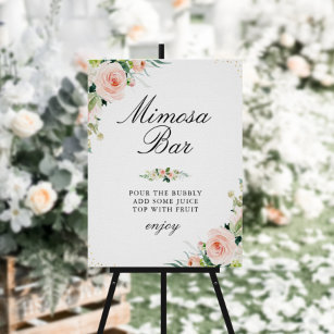 Mimosa Bar Bridal Shower Sign - Pink Floral Wedding – Celebrate