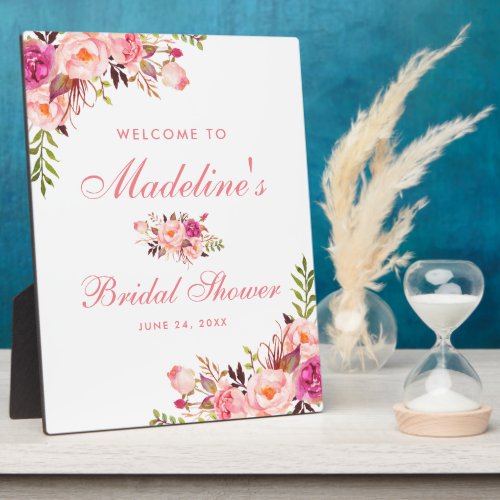 Pink Blush Floral Bridal Shower Welcome Plaque