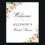 Pink blush floral bridal shower welcome sign<br><div class="desc">A floral design with beautiful pink blush watercolor flowers. The text and colors on this sign poster can be edited.</div>