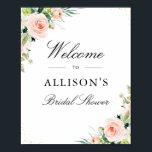 Pink blush floral bridal shower welcome sign<br><div class="desc">A floral design with beautiful pink blush watercolor flowers. The text and colors on this sign poster can be edited.</div>