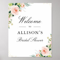 Pink blush floral bridal shower welcome sign