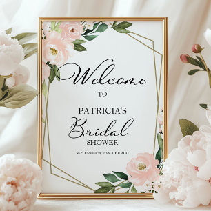 Pink Blush Floral Bridal Shower Welcome Sign