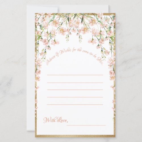 Pink Blush Floral Bridal Shower Wishes Game