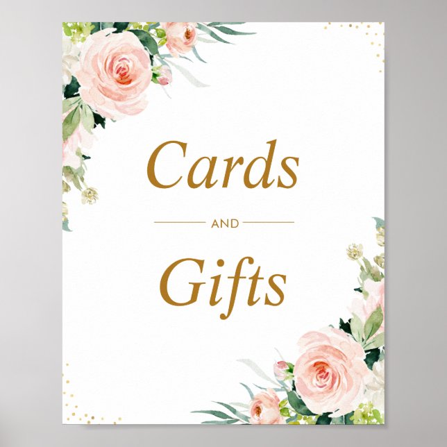 Pink blush floral Cards & Gifts sign (Front)