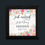 Pink Blush Floral Custom Just Married Gift Box<br><div class="desc">Super cute for your honeymoon as newlyweds! Design features a beautiful pink blush flowers with custom names of the bride and groom.</div>