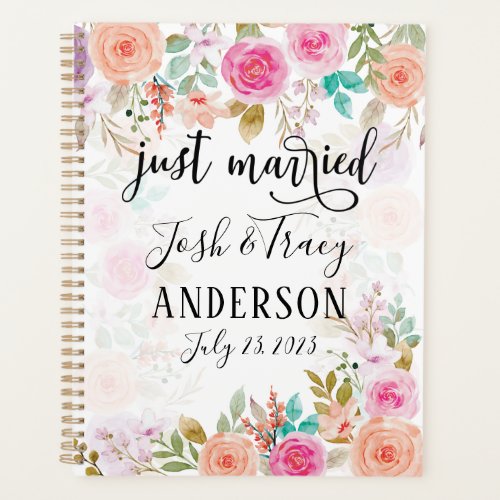 Pink Blush Floral Custom Just Married Planner