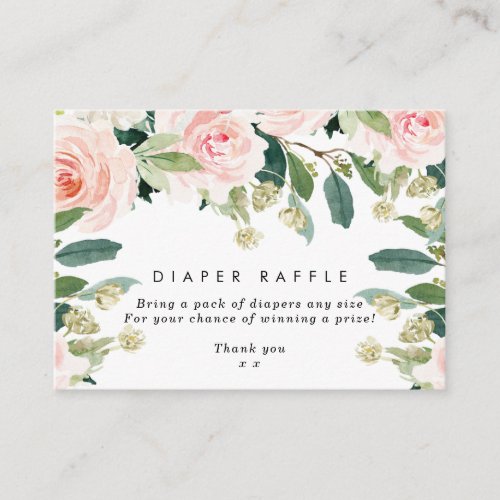 Pink blush floral Diaper Raffle enclosure card