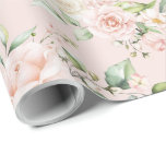 Pink Blush Floral Eucalyptus  Wrapping Paper<br><div class="desc">Gorgeous pink and blush colored flowers with greenery accents along with some pretty eucalyptus on a pastel pink background.  So pretty for bridal shower or wedding or any occasion.  Just gorgeous and so elegant.</div>