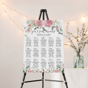 Pink Blush Floral Flowers Wedding Seating Chart Foam Board