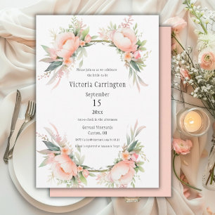 Pink Blush Floral Frame Bridal Shower Invitation