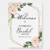 Pink Blush Floral Geometric Bridal Shower Welcome  Foam Board (Front)