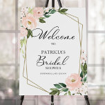 Pink Blush Floral Geometric Bridal Shower Welcome  Foam Board<br><div class="desc">Beautiful greenery eucalyptus blush pink floral geometric bridal shower welcome sign. Easy to personalize with your details. Please get in touch with me via chat if you have questions about the artwork or need customization. PLEASE NOTE: For assistance on orders, shipping, product information, etc., contact Zazzle Customer Care directly https://help.zazzle.com/hc/en-us/articles/221463567-How-Do-I-Contact-Zazzle-Customer-Support-....</div>
