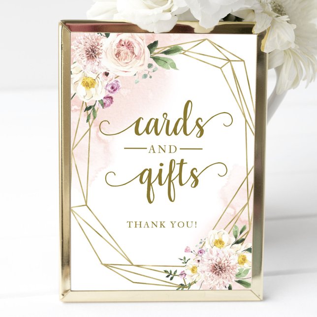 Pink Blush Floral Geometric Cards And Gifts Sign (Creator Uploaded)