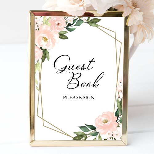 Pink Blush Floral Geometric Guest Book Sign