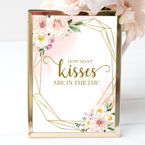 Pink Blush Floral Geometric How Many Kisses Sign